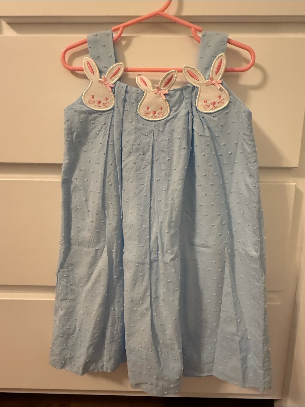 Toddler Girls Light Blue Bunny Appliqué Sundress